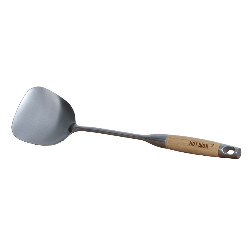 Stainless steel HOT WOK spatula with bamboo handle