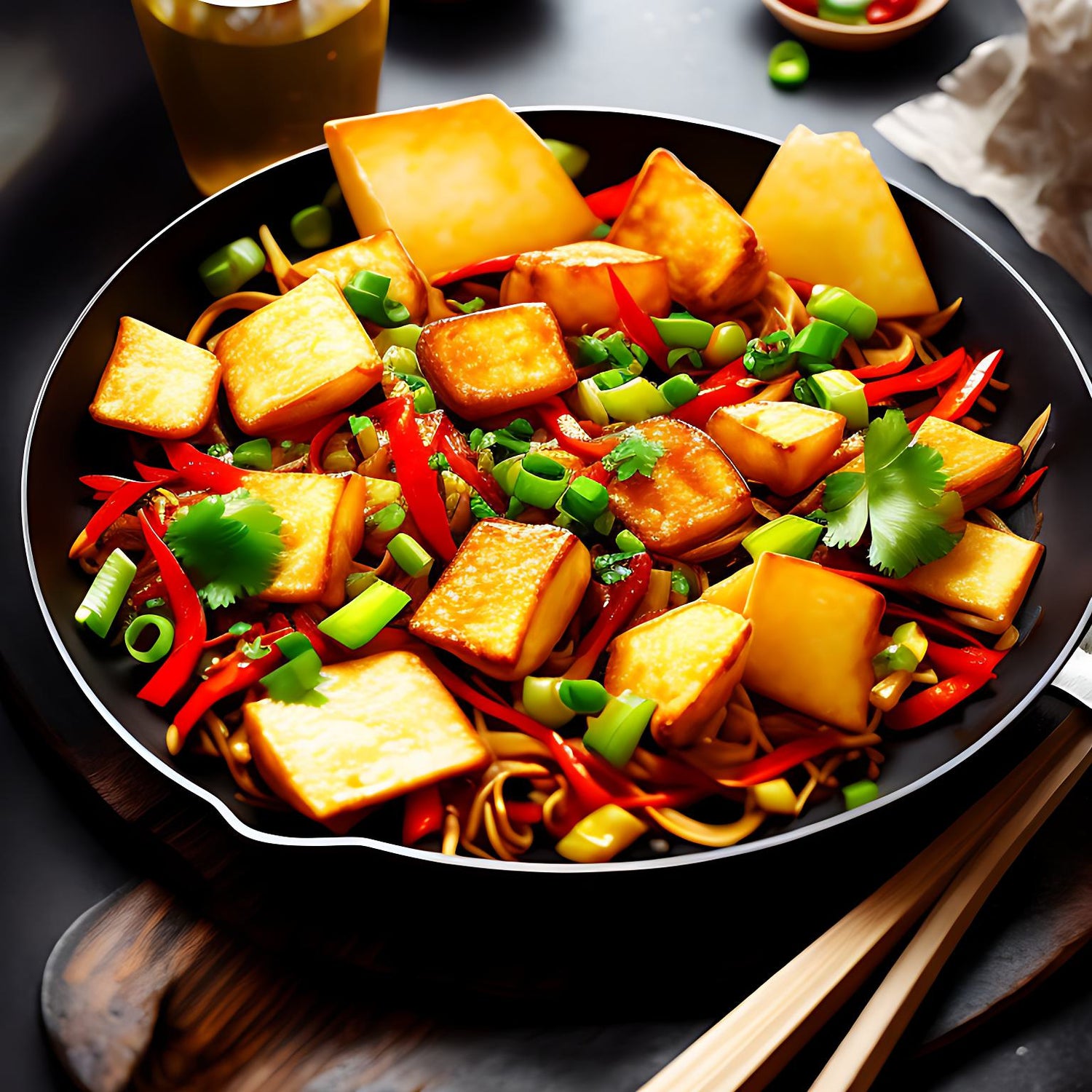 Wok with fried cheese noodles and vegetables from HOT WOK - HOT WOK