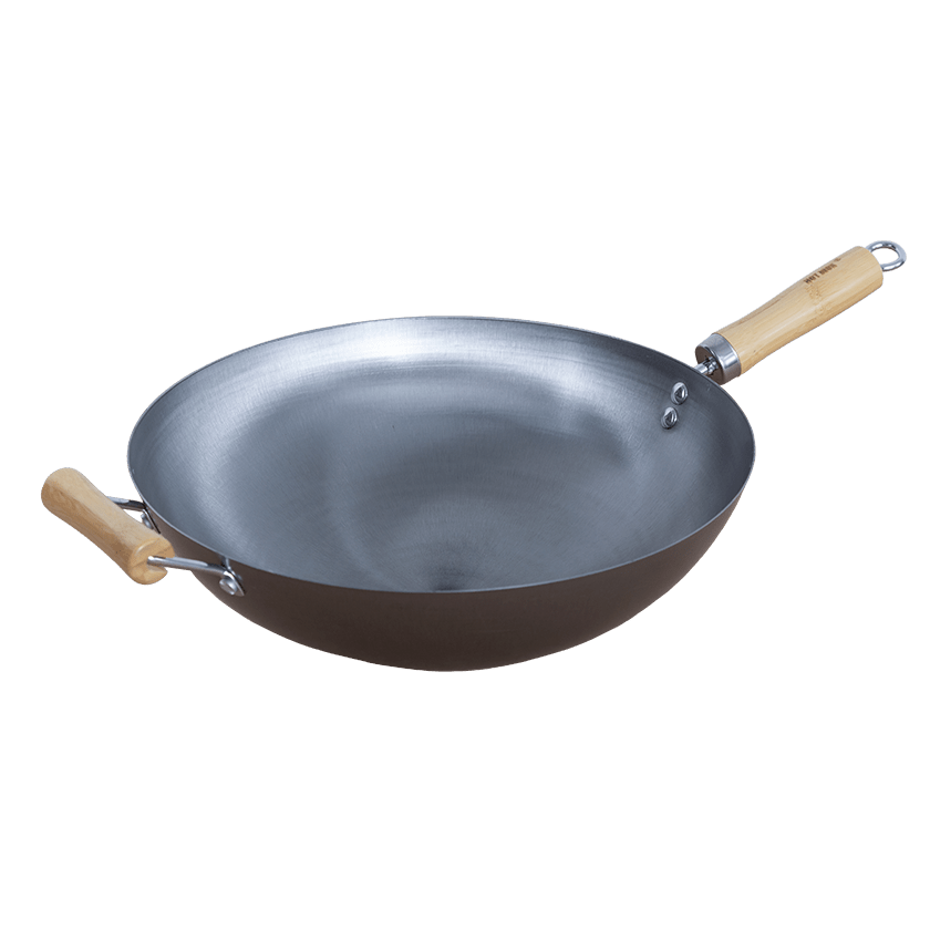 STOBAZA Poêle Wok Acier Inoxydable Manche Bois Wok Robuste STOBAZA Poêle Wok Acier Inoxydable Manche Bois Wok Robuste