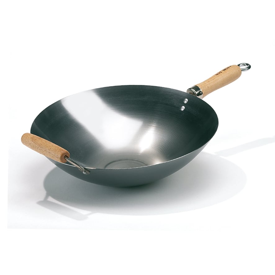Wok Masterclass 8 Litres Wok MasterClass Acier Carbone 35,5cm - 8L Antiadhésif Compatible Induction Wok Antiadhésif